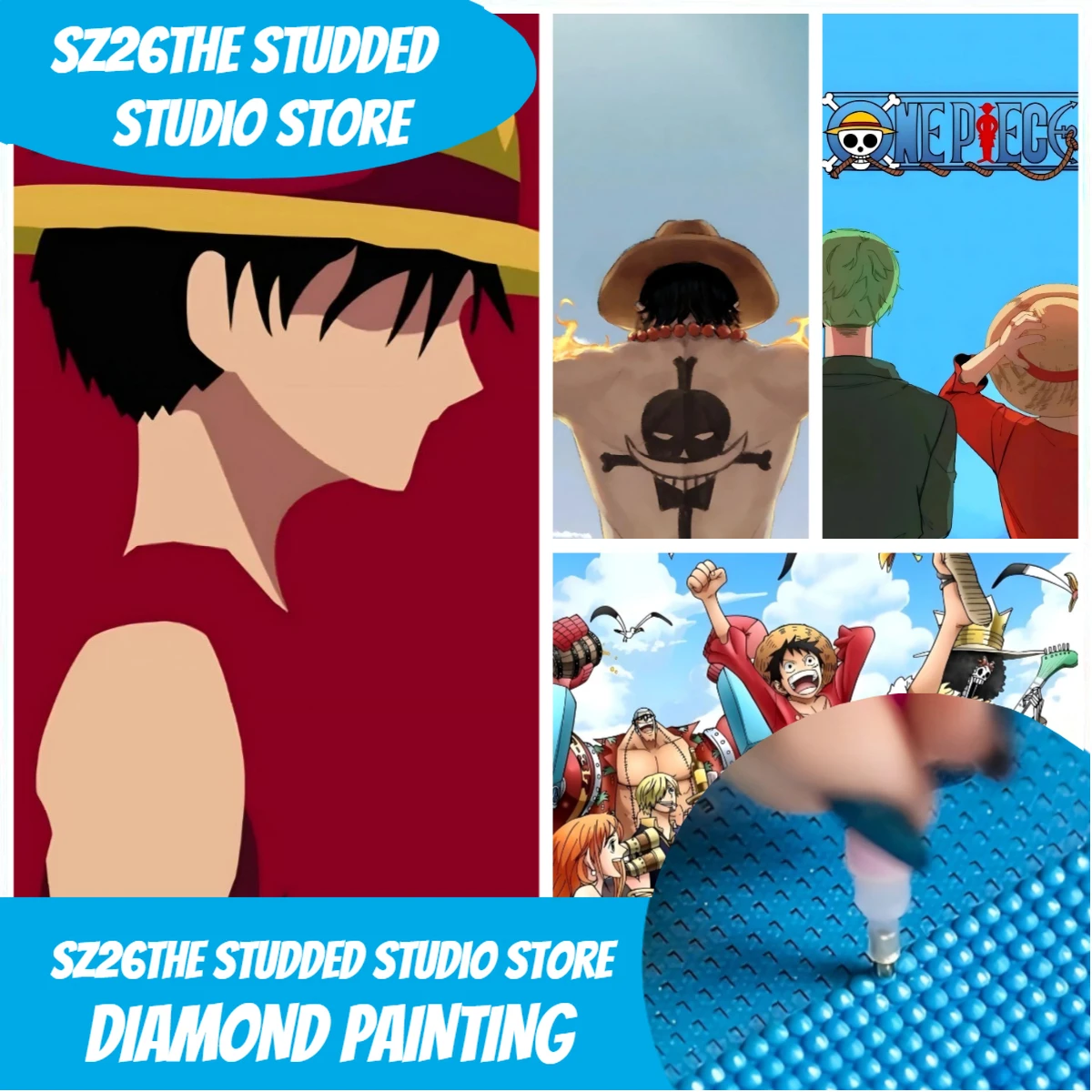 5D Diamond Painting Kit Full Drill - Sz26The Studded Anime One Piece Straw