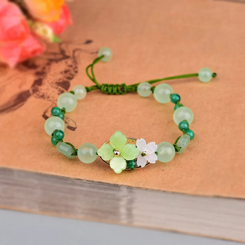 Green Jade Flower Bracelet Amu - đánh giá và giá Beading