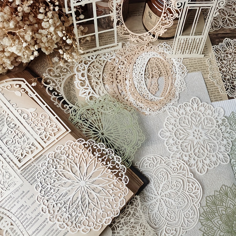 10 pcs Vintage Lace Hollow Mat - đánh giá và giá Vintage Junk Journal Scrapbooking Paper