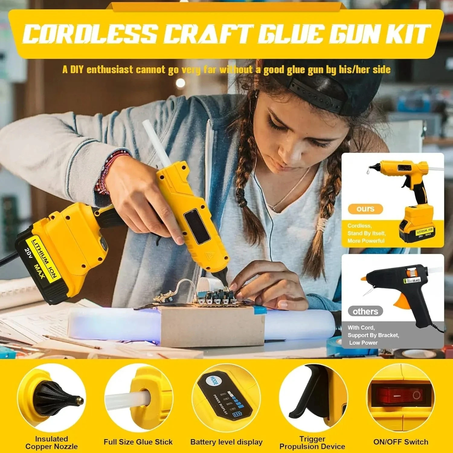 Cordless Electric Handheld Hot - đánh giá và giá Hot Melt Glue Gun Cordless