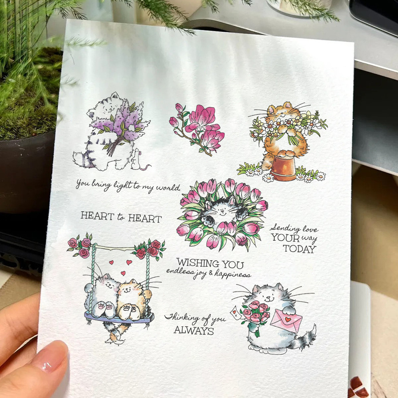 Suncraft Cute Kitty Cats And F - đánh giá và giá Clear Silicone Stamps For Card Making