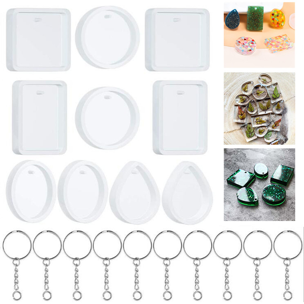 20 Cái/bộ DIY Móc Khóa Mặt Dây - đánh giá và giá Silicone Epoxy Resin Molds Set