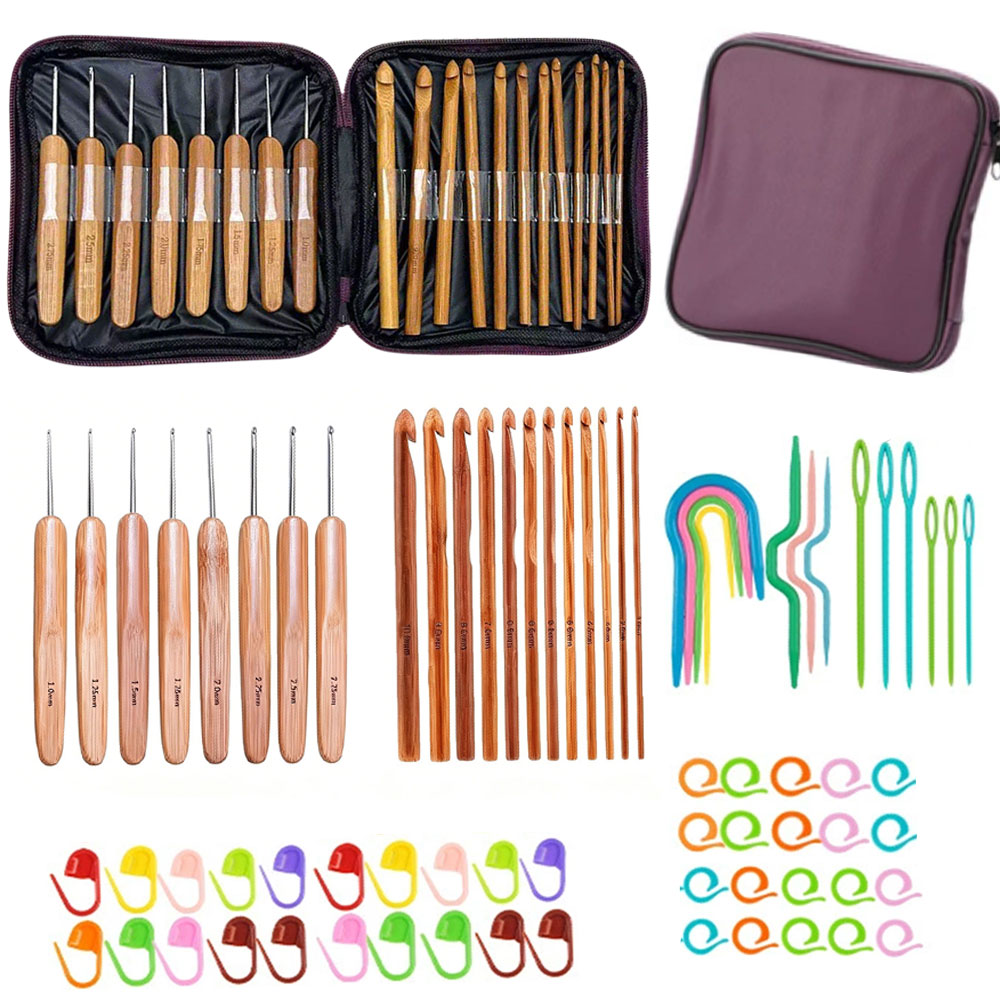74pcs Bamboo Crochet Hooks Set - đánh giá và giá Sewing