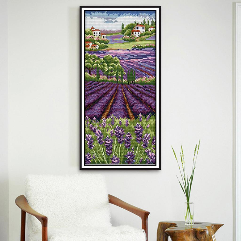 Lavender Flowers Stamped Cross - đánh giá và giá Cross Stitch Stamped Kits Beginners