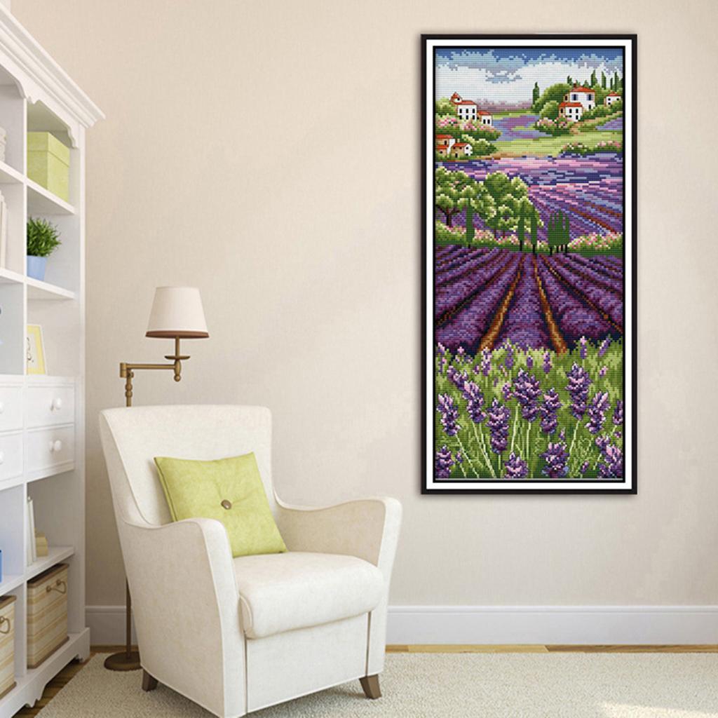 Lavender Flowers Stamped Cross - đánh giá và giá Cross Stitch Stamped Kits Beginners
