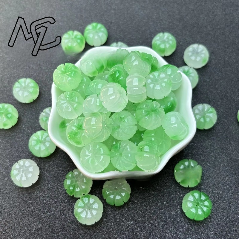 10pcs A Green Jade Pumpkin Bea - đánh giá và giá Beading
