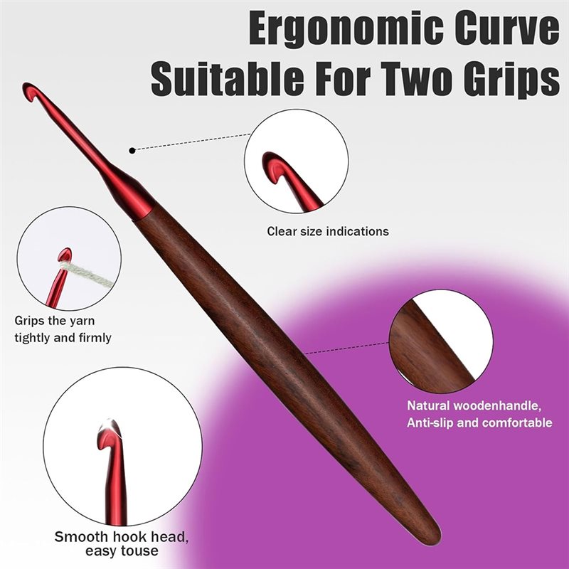 A59Z-Ergonomic Wooden Handle C - đánh giá và giá Wooden Crochet Hooks Ergonomic Handle