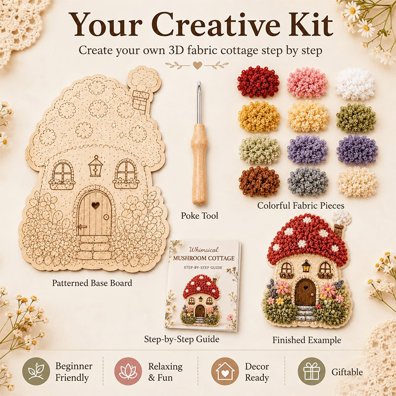 3D Mushroom House Poke Art DIY - đánh giá và giá Embroidery