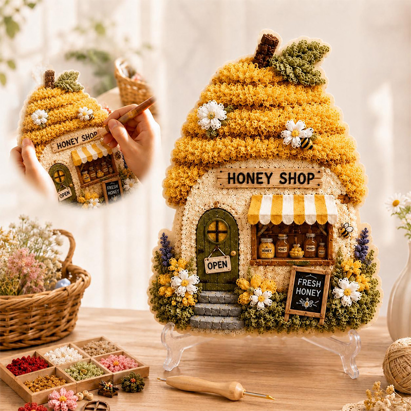 3D Mushroom House Poke Art DIY - đánh giá và giá Embroidery