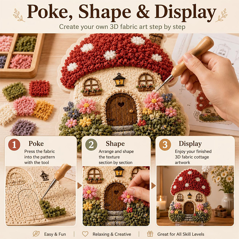 3D Mushroom House Poke Art DIY - đánh giá và giá Embroidery
