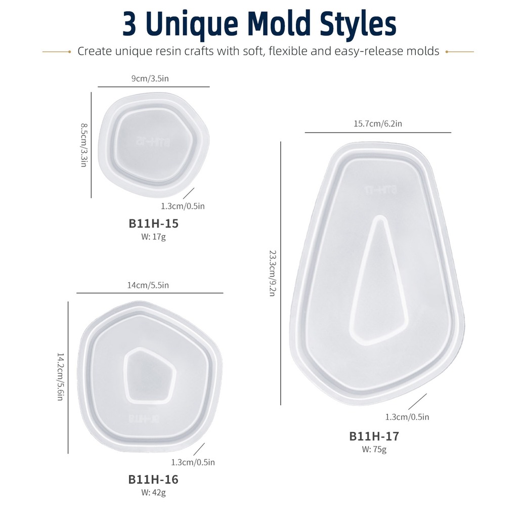 3Pcs Irregular Tray Silicone R - đánh giá và giá Silicone Epoxy Resin Molds Set