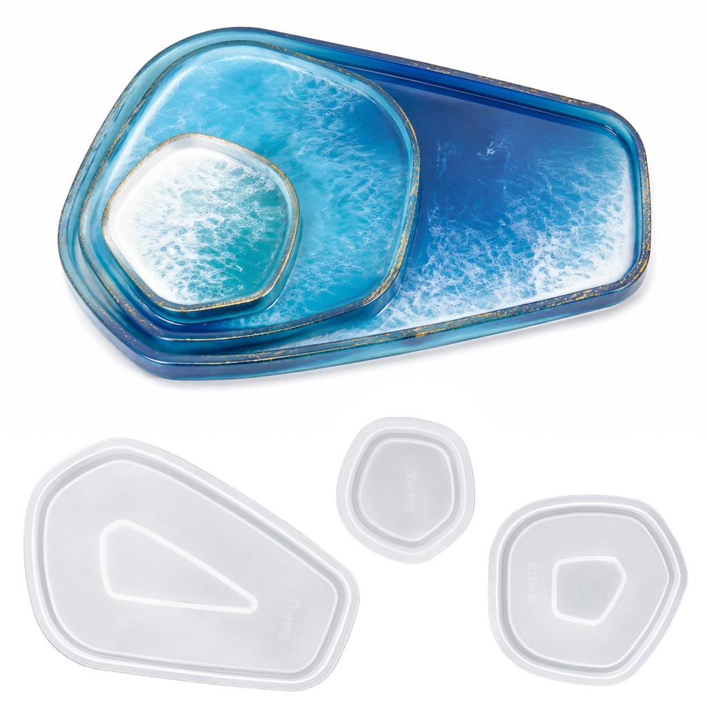 3Pcs Irregular Tray Silicone R - đánh giá và giá Silicone Epoxy Resin Molds Set
