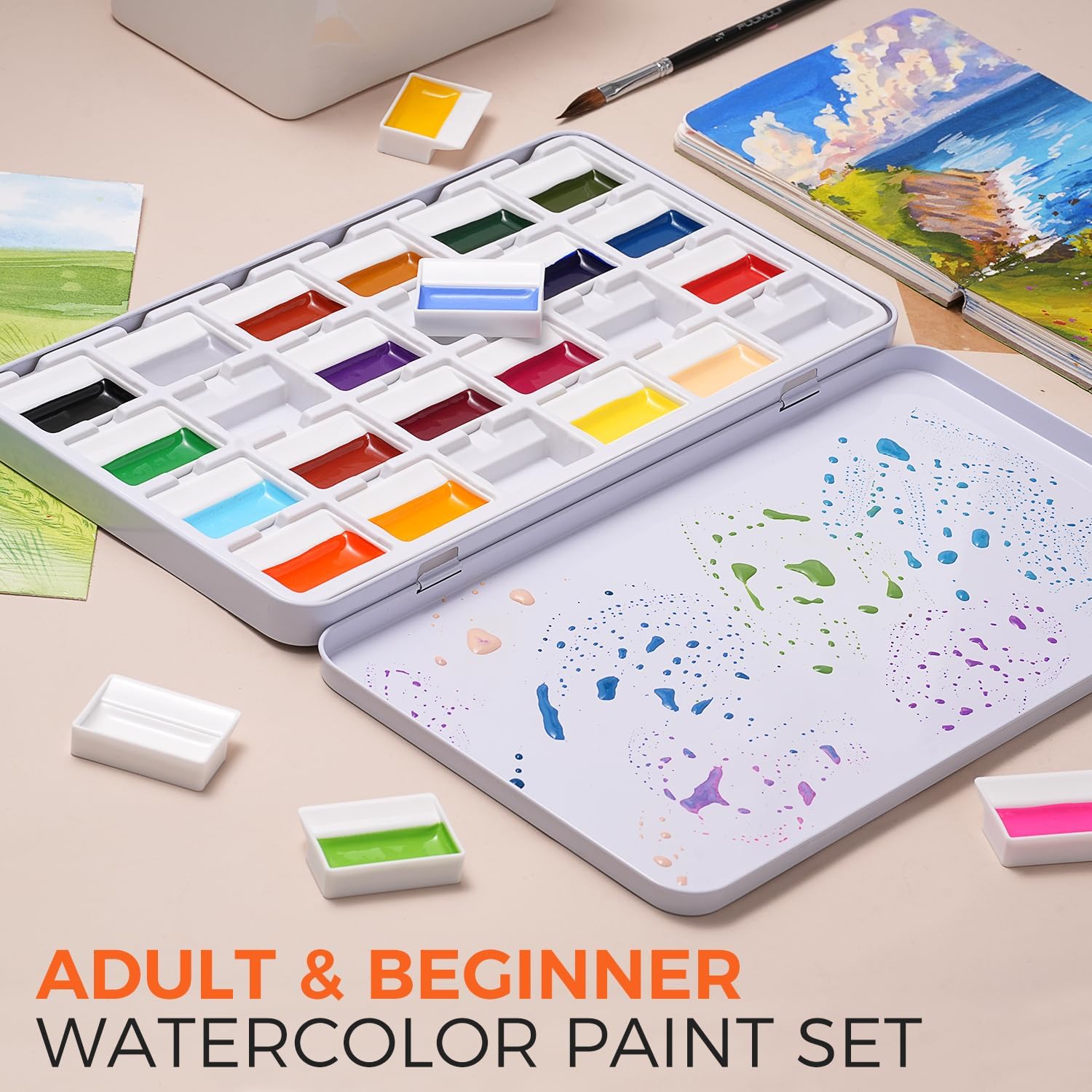 24 Colors Opaque Solid Waterco - đánh giá và giá Watercolor Paint Set Solid Pigment
