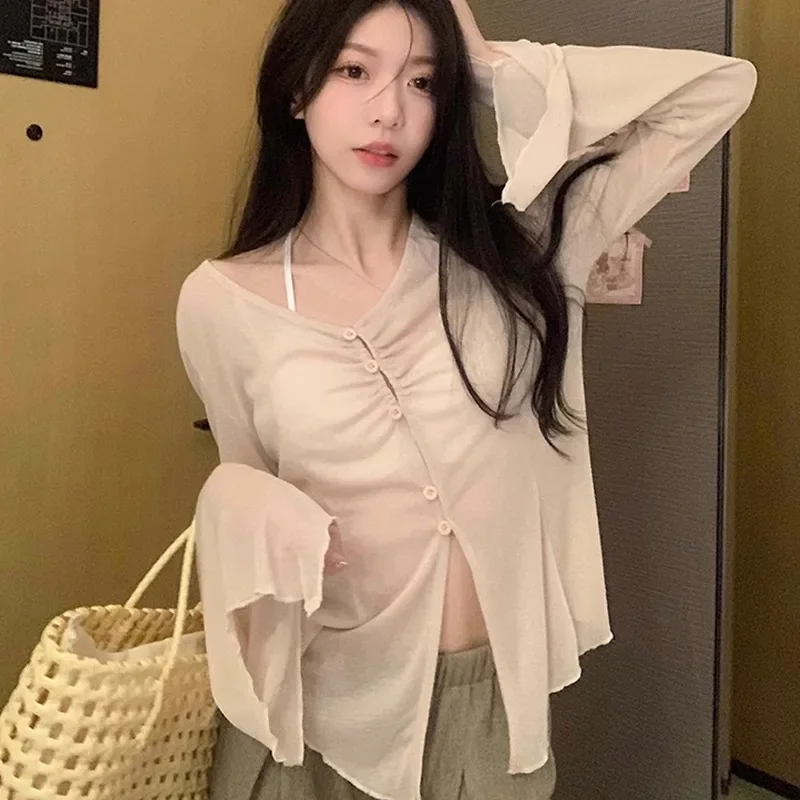 Sheer Flare Sleeve Blouse - Y2 - đánh giá và giá Embroidery