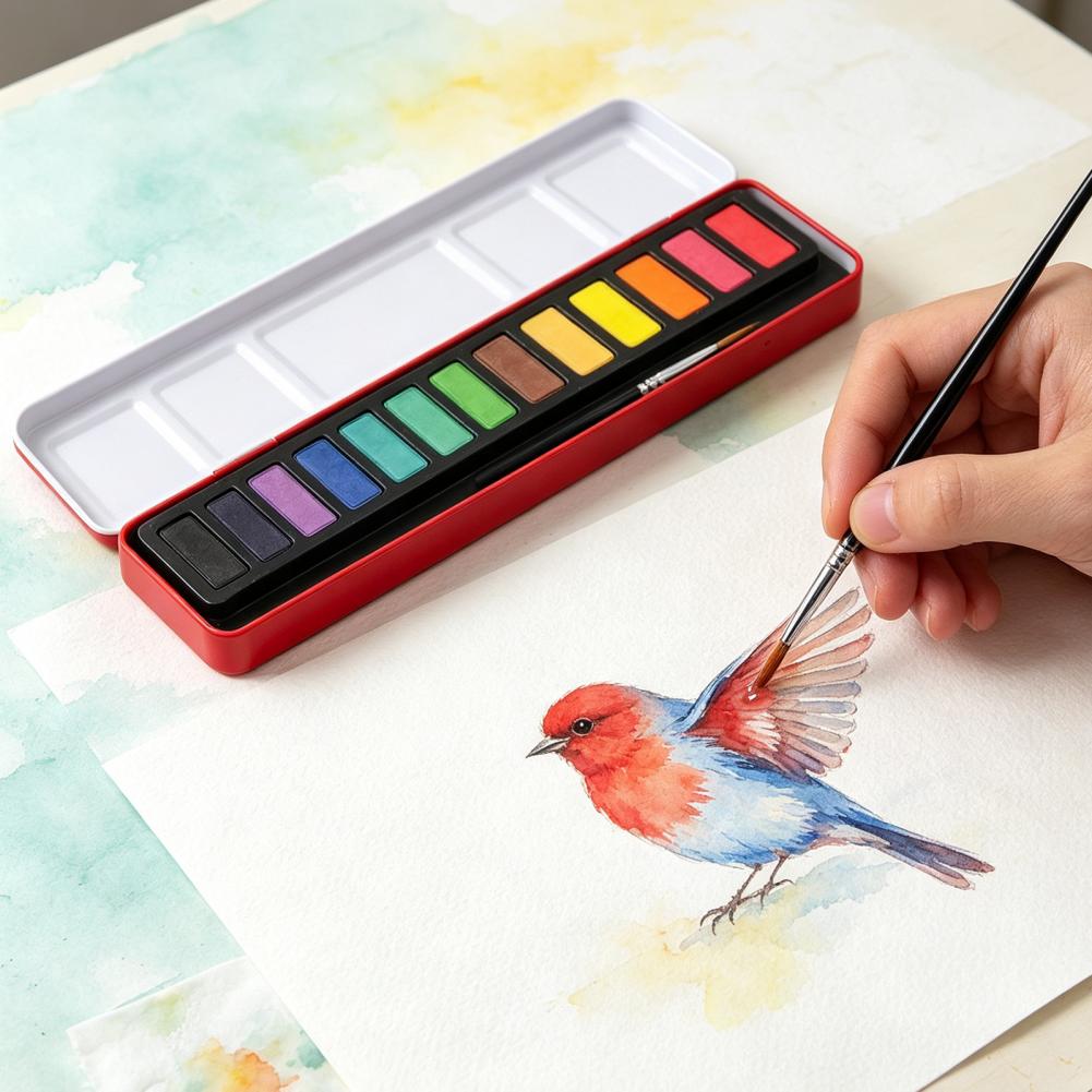 Portable Watercolor Paint Set  - đánh giá và giá Watercolor Paint Set Solid Pigment