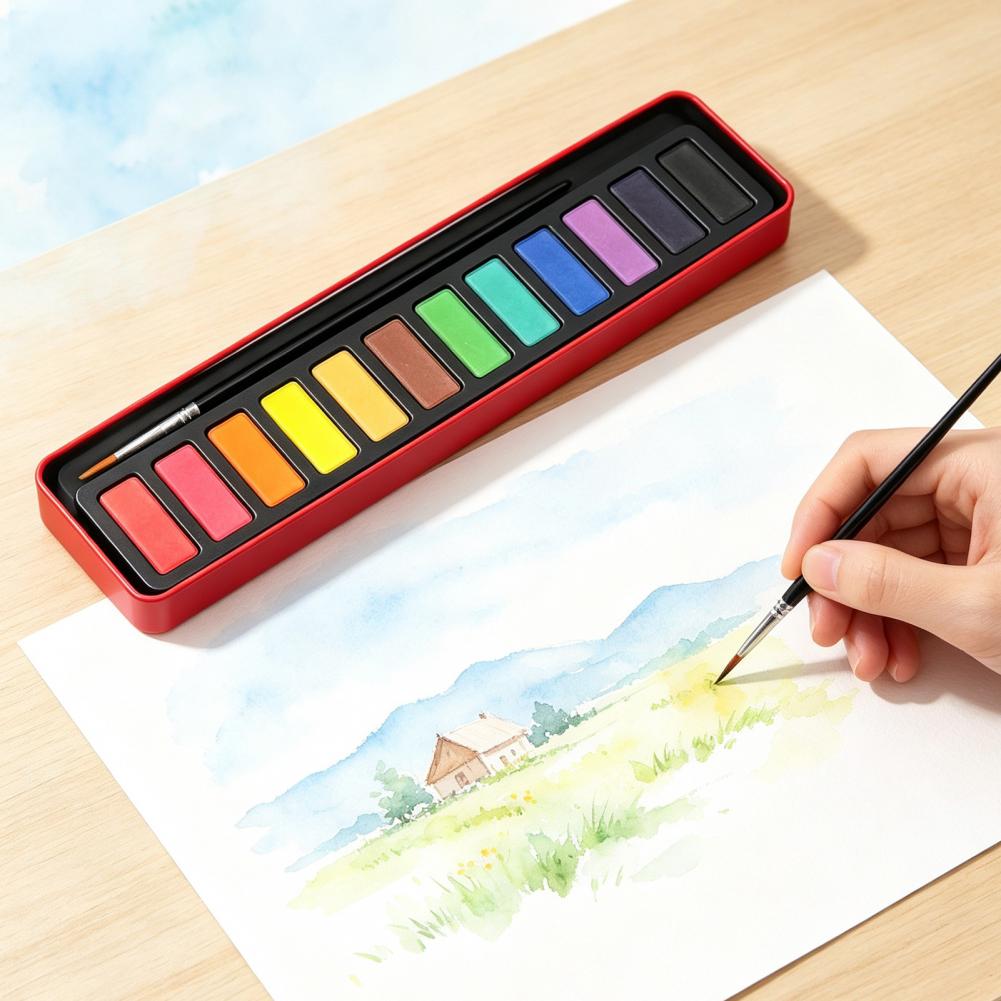 Portable Watercolor Paint Set  - đánh giá và giá Watercolor Paint Set Solid Pigment