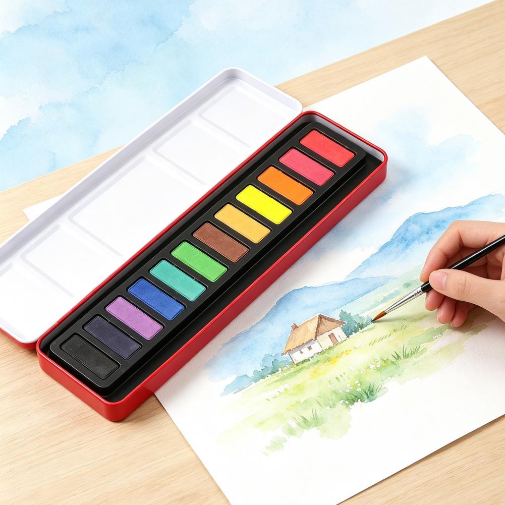 Portable Watercolor Paint Set  - đánh giá và giá Watercolor Paint Set Solid Pigment