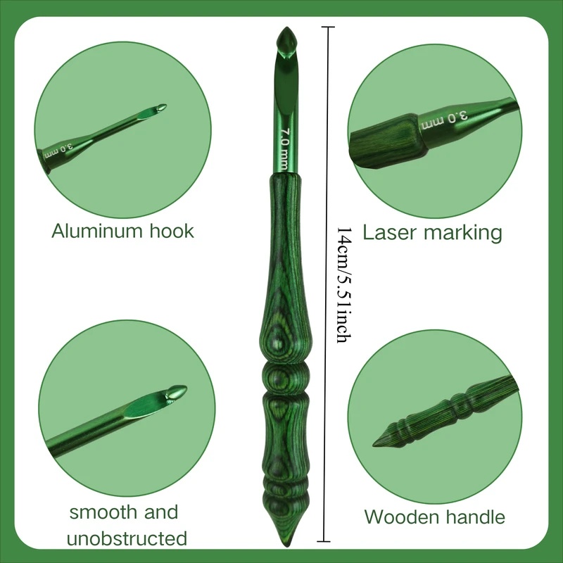 8Pcs 3.0-7.0mm Crochet Hook Se - đánh giá và giá Wooden Crochet Hooks Ergonomic Handle