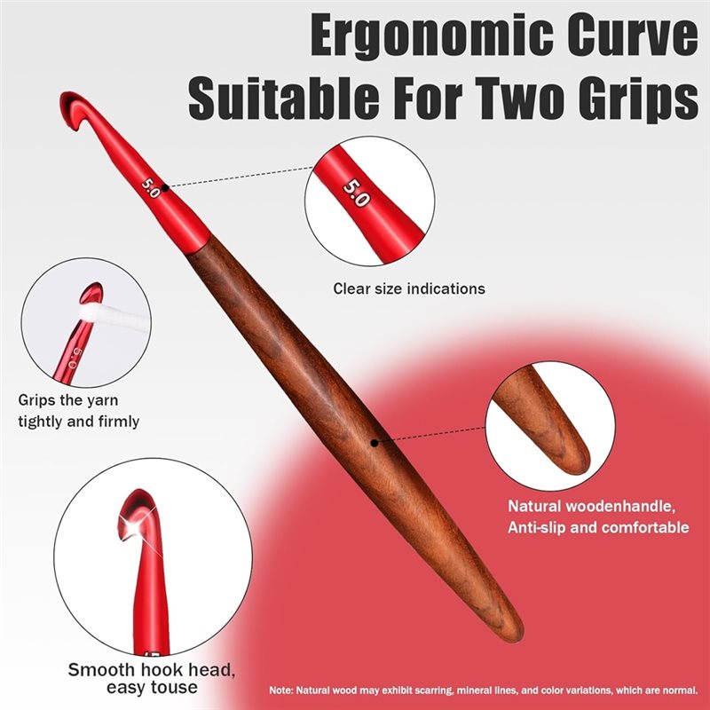 【LAST CHANCE】Ergonomic Crochet - đánh giá và giá Wooden Crochet Hooks Ergonomic Handle