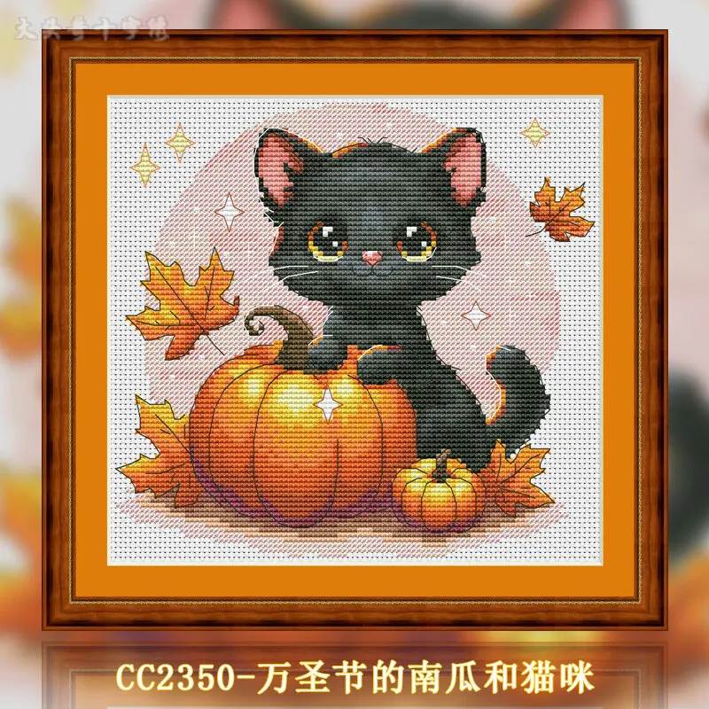 [ CC2350- Pumpkins and Cats fo - đánh giá và giá Cross Stitch Stamped Kits Beginners